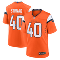 Denver Broncos Justin Strnad Orange Team Game Jersey product image 1, provided for visual reference and product detail review