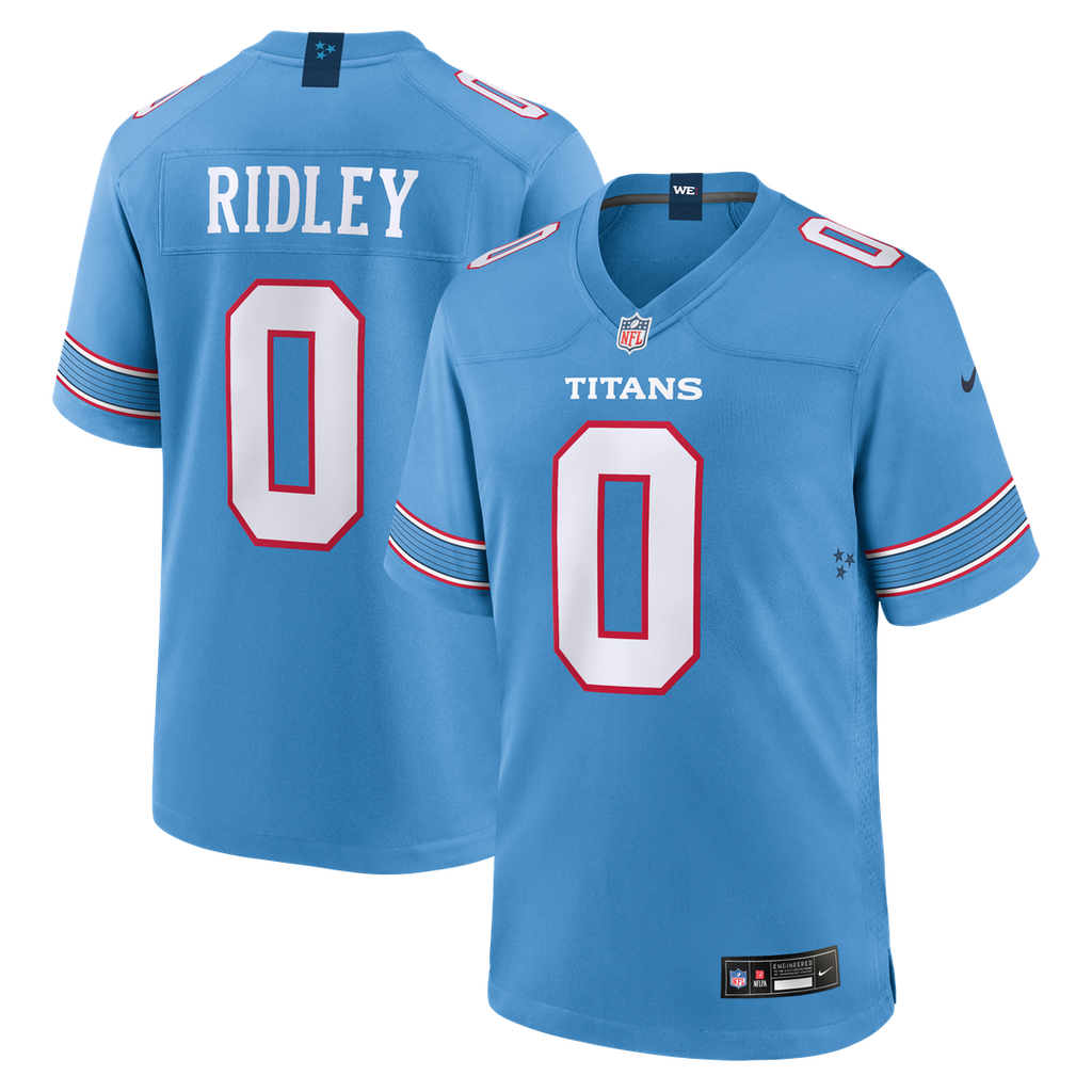 Tennessee Titans Calvin Ridley Light Blue Game Jersey product image 1, provided for visual reference and product detail