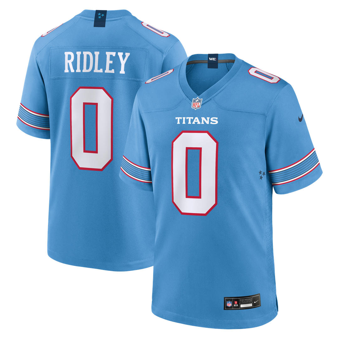 Tennessee Titans Calvin Ridley Light Blue Game Jersey product image 1, provided for visual reference and product detail