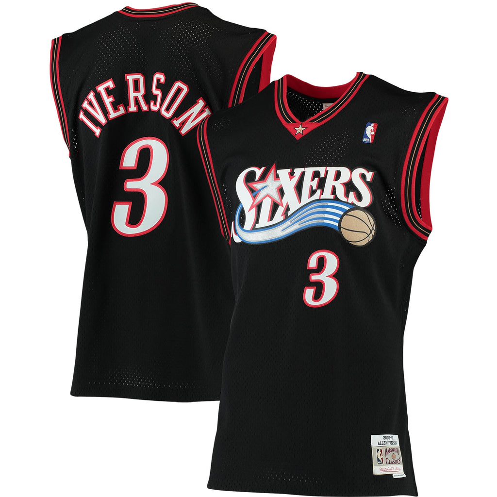 Philadelphia 76ers Allen Iverson Mitchell & Ness Black 2000/01 Big & Tall Hardwood Classics Swingman Jersey for Men product