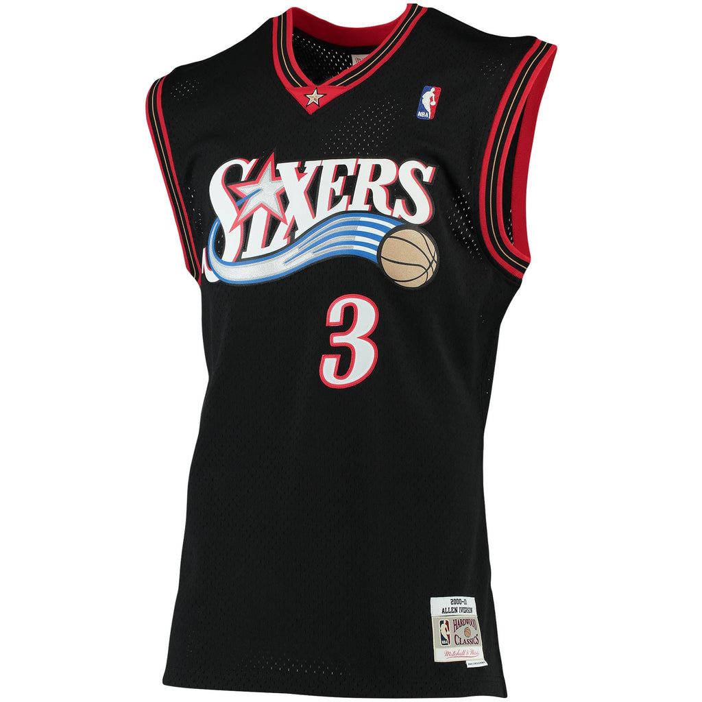 Philadelphia 76ers Allen Iverson Mitchell & Ness Black 2000/01 Big & Tall Hardwood Classics Swingman Jersey for Men product