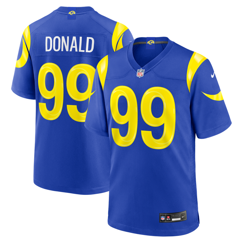 Los Angeles Rams Aaron Donald Royal Game Jersey product image 4, provided for visual reference and product detail review