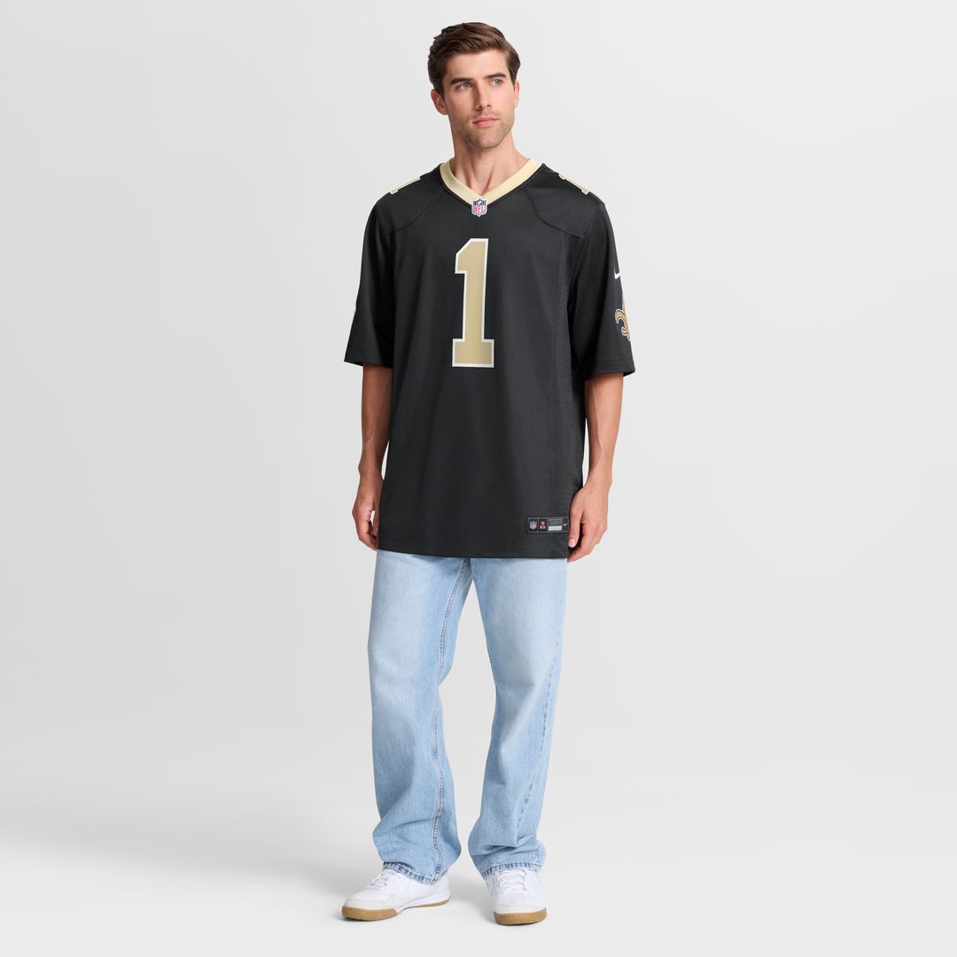 New Orleans Saints Number 1 Groom Black Game Jersey product image 7, provided for visual reference and product detail review