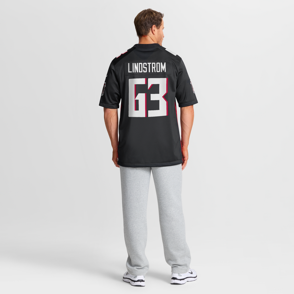 Atlanta Falcons Chris Lindstrom Black Game Jersey product image 8, provided for visual reference and product detail review