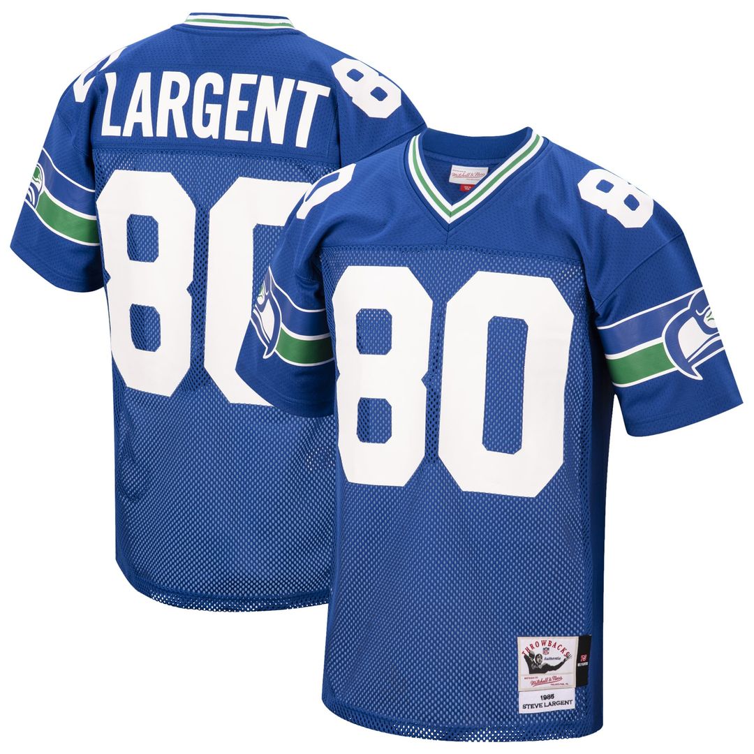 Seattle Seahawks 1985 Steve Largent Royal Authentic Throwback Retired Player Jersey product image 1, provided for visual