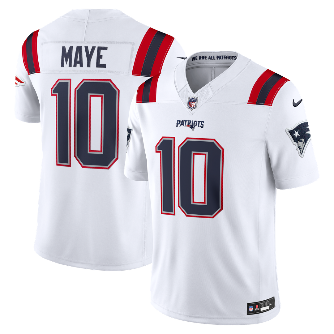 New England Patriots Drake Maye Red Alternate Vapor F.U.S.E. Stitched Limited Jersey product image 7, provided for visual