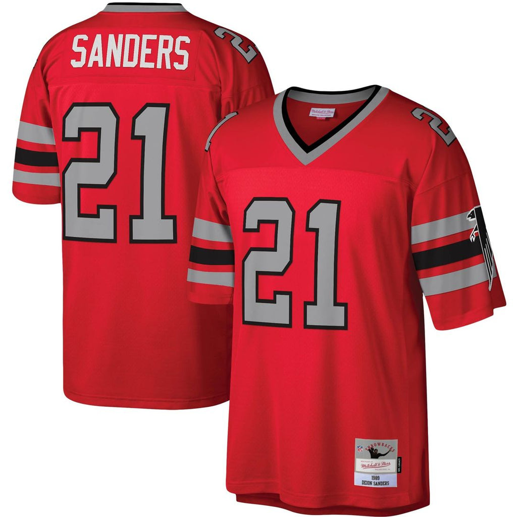 Atlanta Falcons Deion Sanders Red Legacy Replica Jersey product image 1, provided for visual reference and product detail