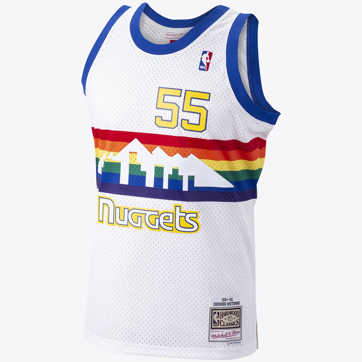 Dikembe Mutombo Denver Nuggets 1991 Hardwood Classics Swingman Home Jersey - White - Mens product image 2, provided for
