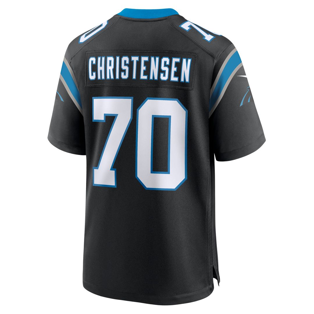 Carolina Panthers Brady Christensen Black Team Game Jersey product image 3, provided for visual reference and product detail