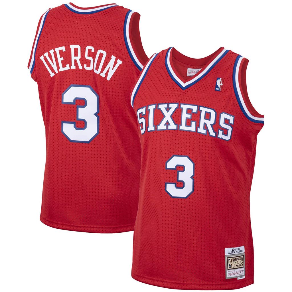 Philadelphia 76ers Allen Iverson Mitchell & Ness Red 2002/03 Hardwood Classics Swingman Jersey for Men product image 2,