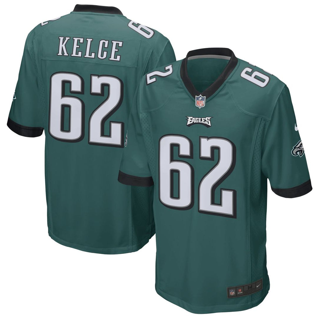 Philadelphia Eagles Jason Kelce Midnight Green Game Jersey product image 1, provided for visual reference and product detail