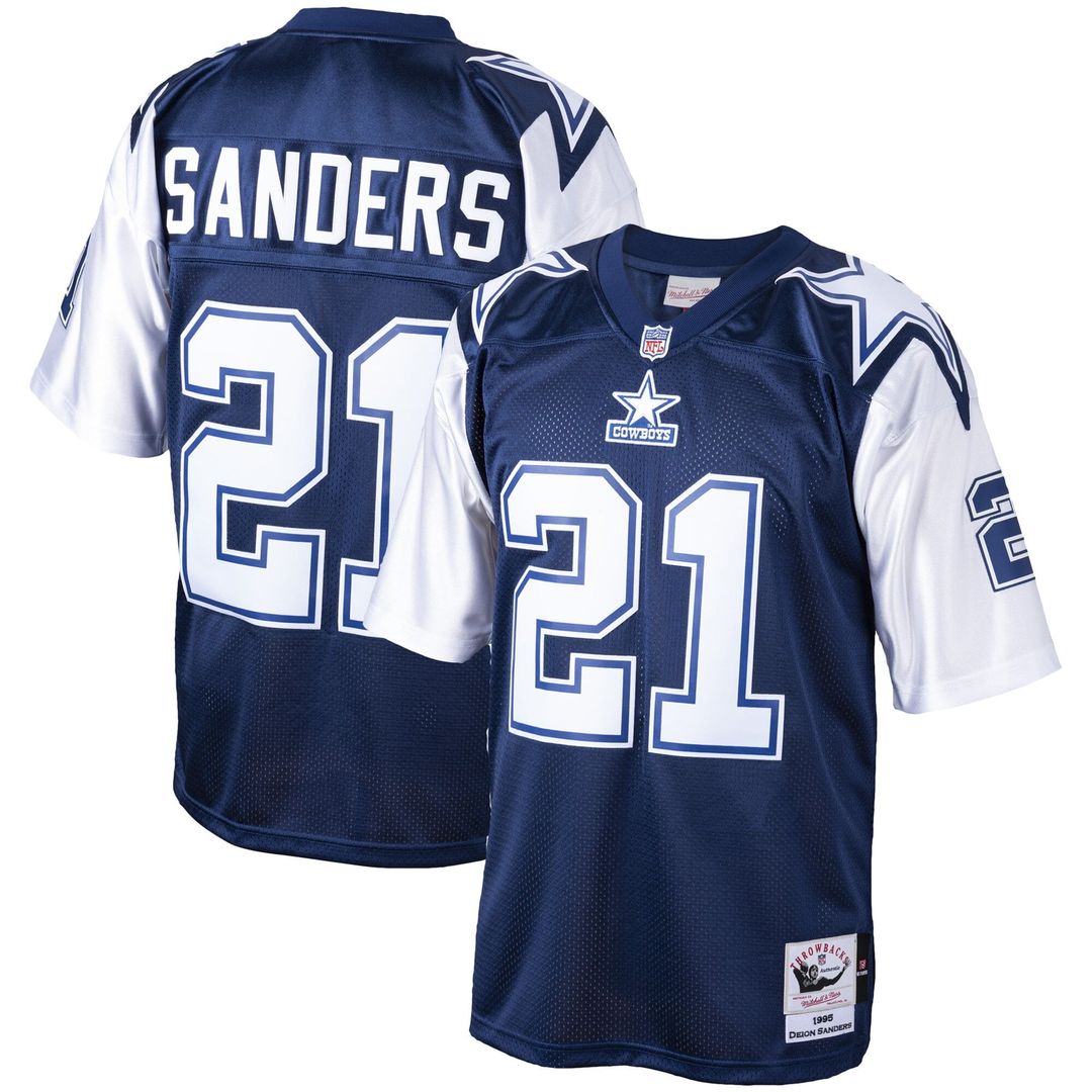 Dallas Cowboys Deion Sanders Navy Big & Tall 1995 Retired Player Replica Jersey product image 1, provided for visual