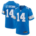 Detroit Lions Amon-Ra St. Brown Blue Game Jersey product image 1, provided for visual reference and product detail review
