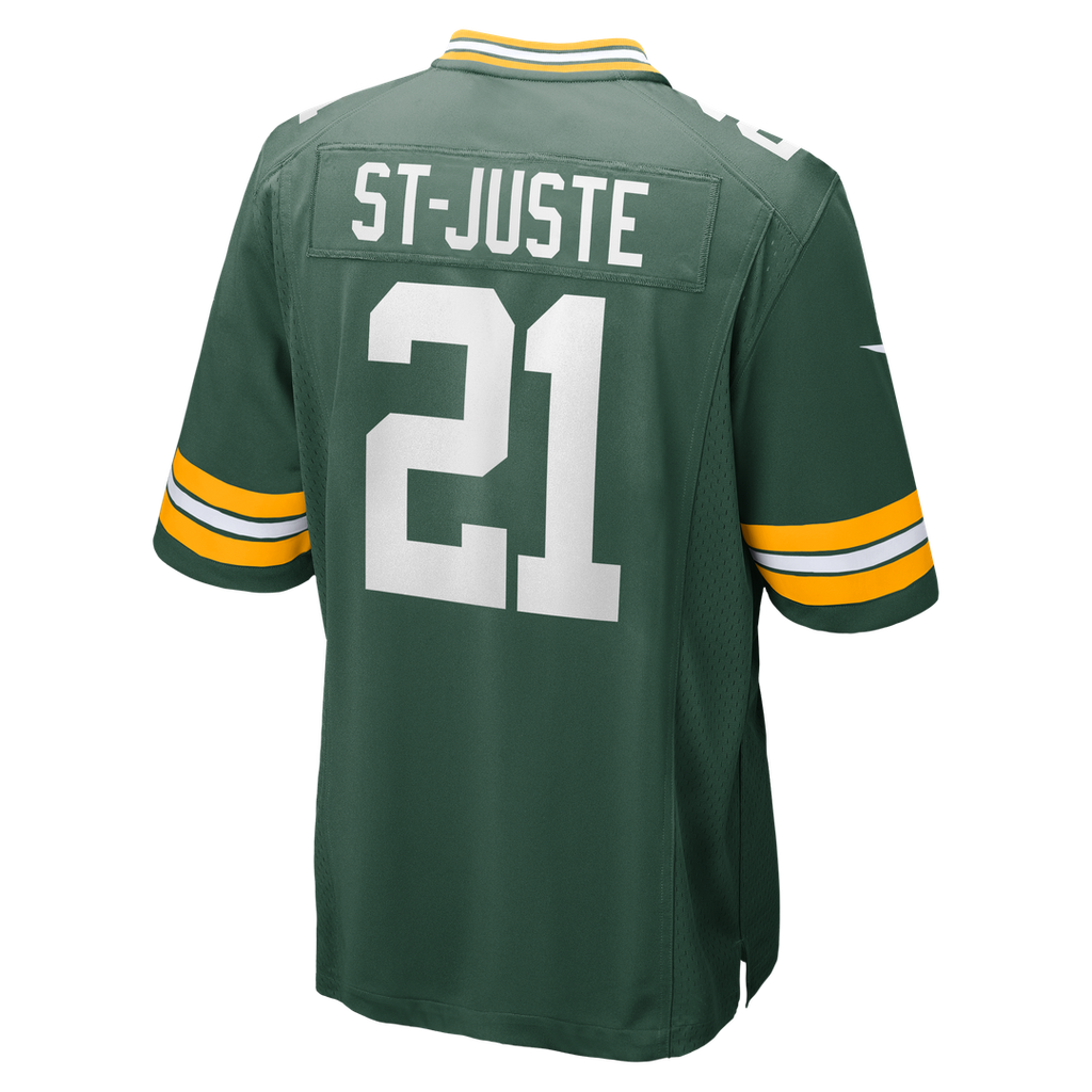 Green Bay Packers Benjamin St-Juste Green Team Game Jersey product image 3, provided for visual reference and product detail