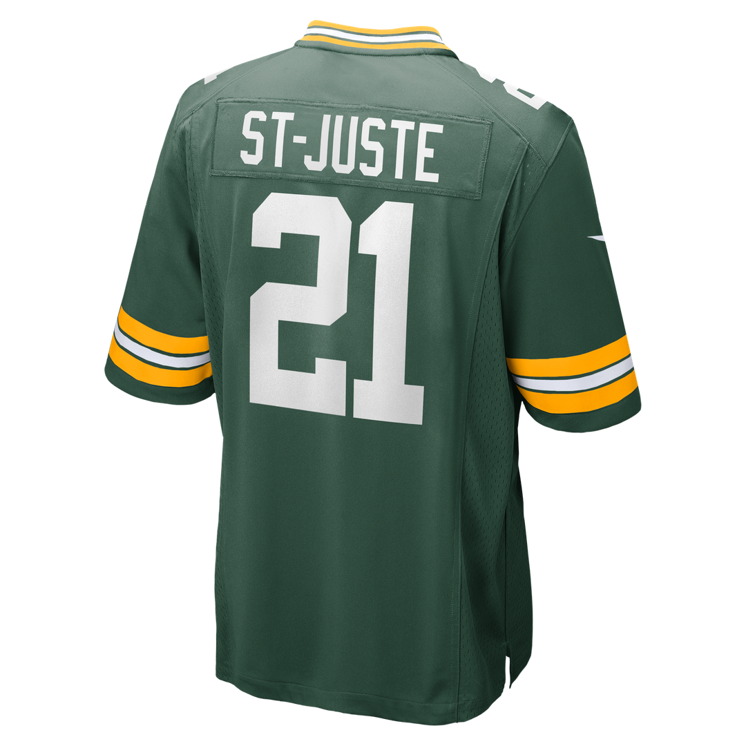 Green Bay Packers Benjamin St-Juste Green Team Game Jersey product image 3, provided for visual reference and product detail
