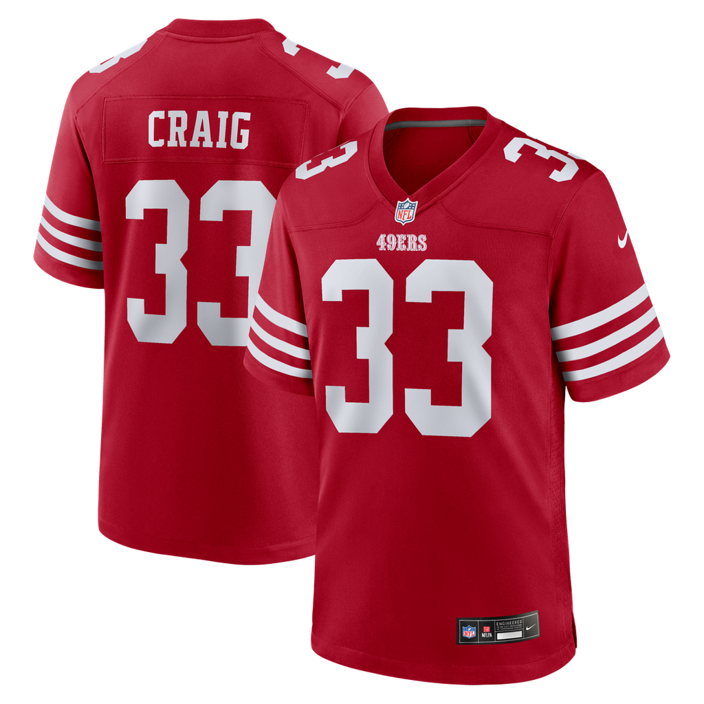 San Francisco 49ers Roger Craig Scarlet Team Retired Game Jersey product image 1, provided for visual reference and product