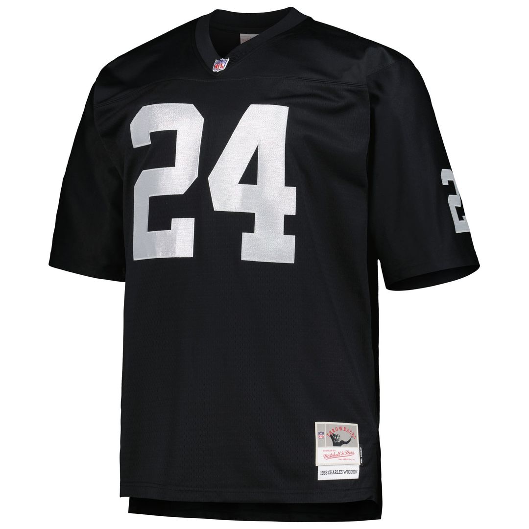 Las Vegas Raiders Charles Woodson Black Big & Tall 1998 Retired Player Replica Jersey product image 2, provided for visual