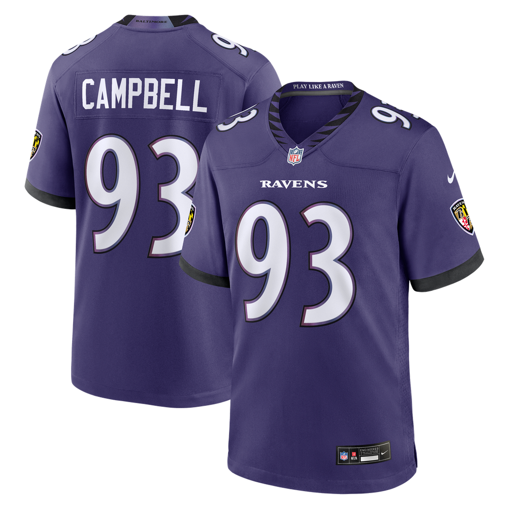 Baltimore Ravens Calais Campbell Purple Team Game Jersey product image 1, provided for visual reference and product detail