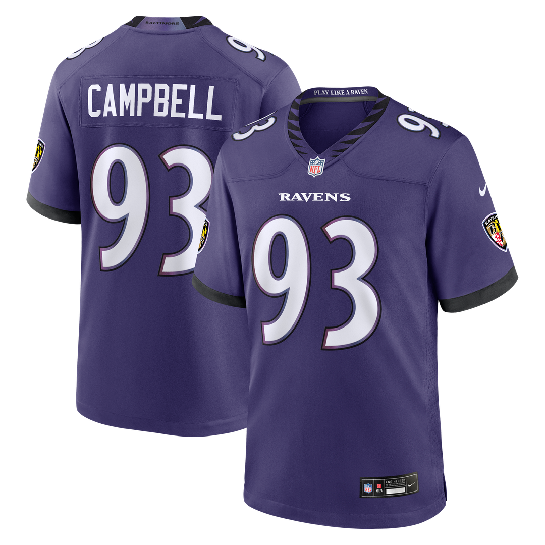 Baltimore Ravens Calais Campbell Purple Team Game Jersey product image 1, provided for visual reference and product detail