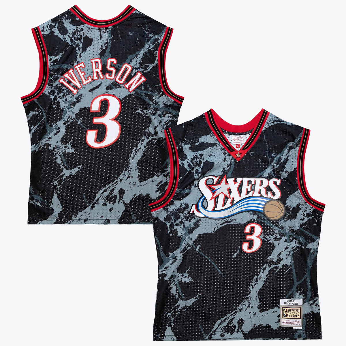 Philadelphia 76ers Allen Iverson 2000 Team Marble Swingman Basketball Jersey - Black product image 1, provided for visual