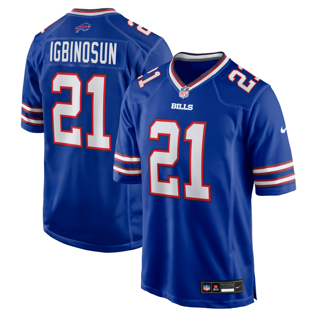 Buffalo Bills Davison Igbinosun Royal Team Game Jersey product image 1, provided for visual reference and product detail