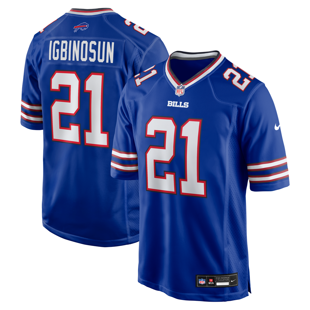 Buffalo Bills Davison Igbinosun Royal Team Game Jersey product image 1, provided for visual reference and product detail