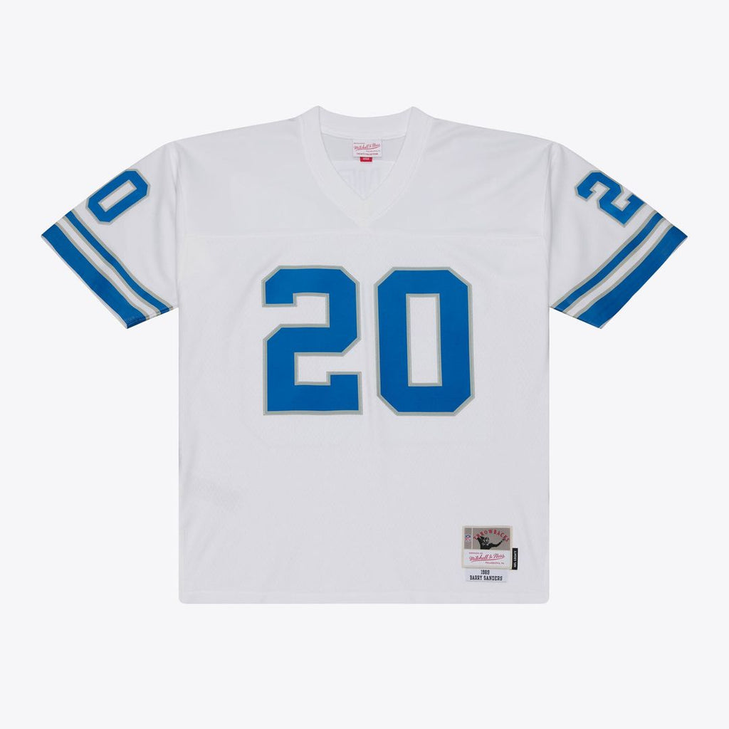 Detroit Lions Barry Sanders White 1989 Legacy Replica Player Jersey product image 1, provided for visual reference and