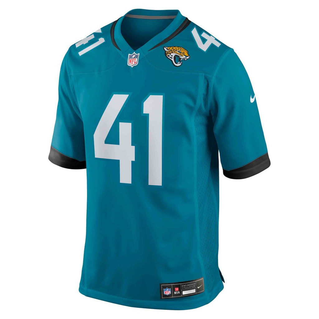 Jacksonville Jaguars Josh Hines-Allen Teal Player Game Jersey product image 2, provided for visual reference and product