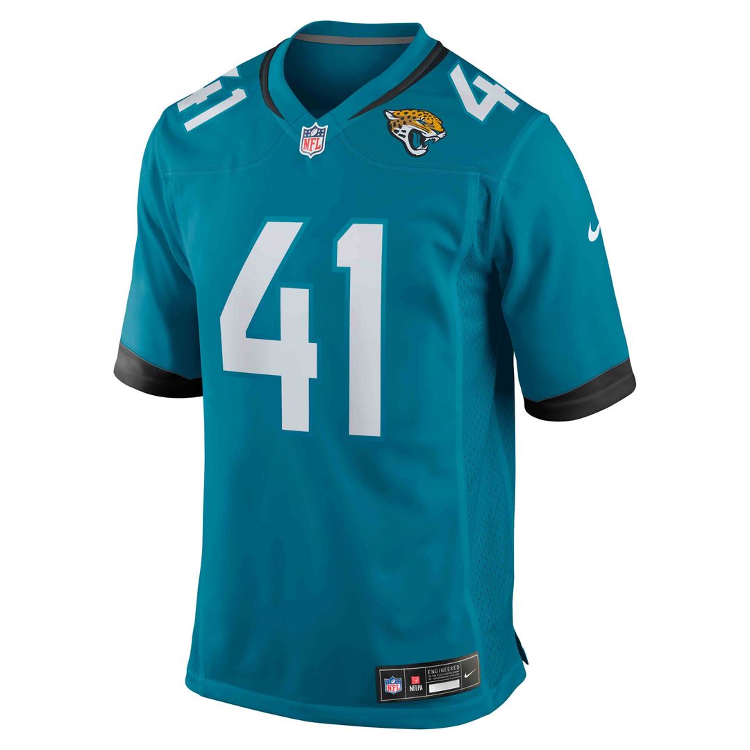 Jacksonville Jaguars Josh Hines-Allen Teal Player Game Jersey product image 2, provided for visual reference and product