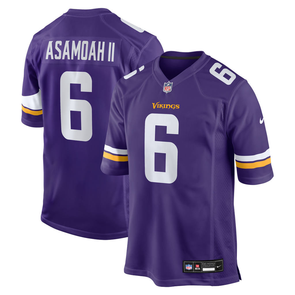 Minnesota Vikings Brian Asamoah II Purple Game Jersey product image 1, provided for visual reference and product detail