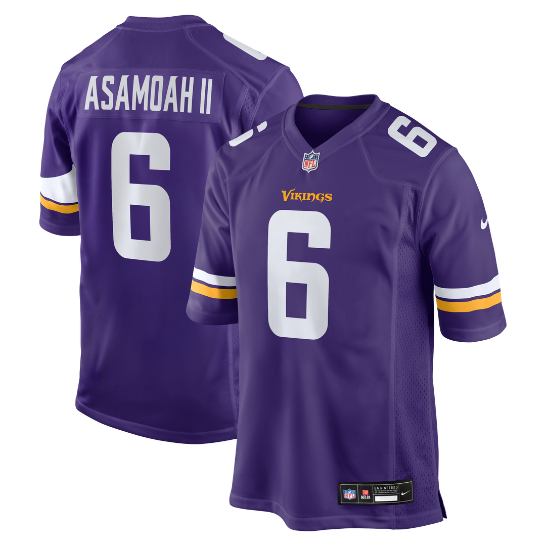 Minnesota Vikings Brian Asamoah II Purple Game Jersey product image 1, provided for visual reference and product detail