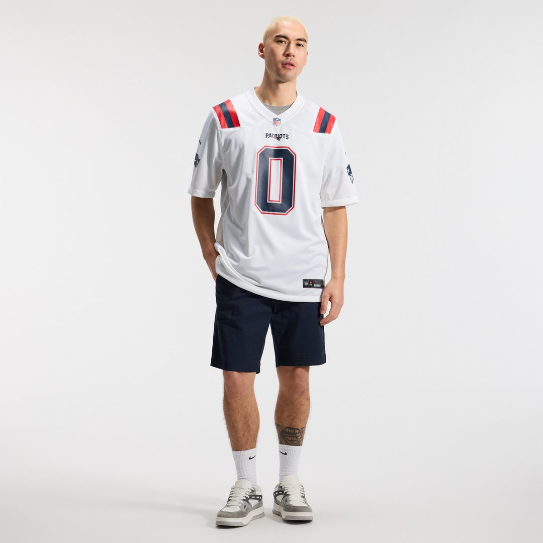 New England Patriots Christian Gonzalez White Game Jersey product image 4, provided for visual reference and product detail