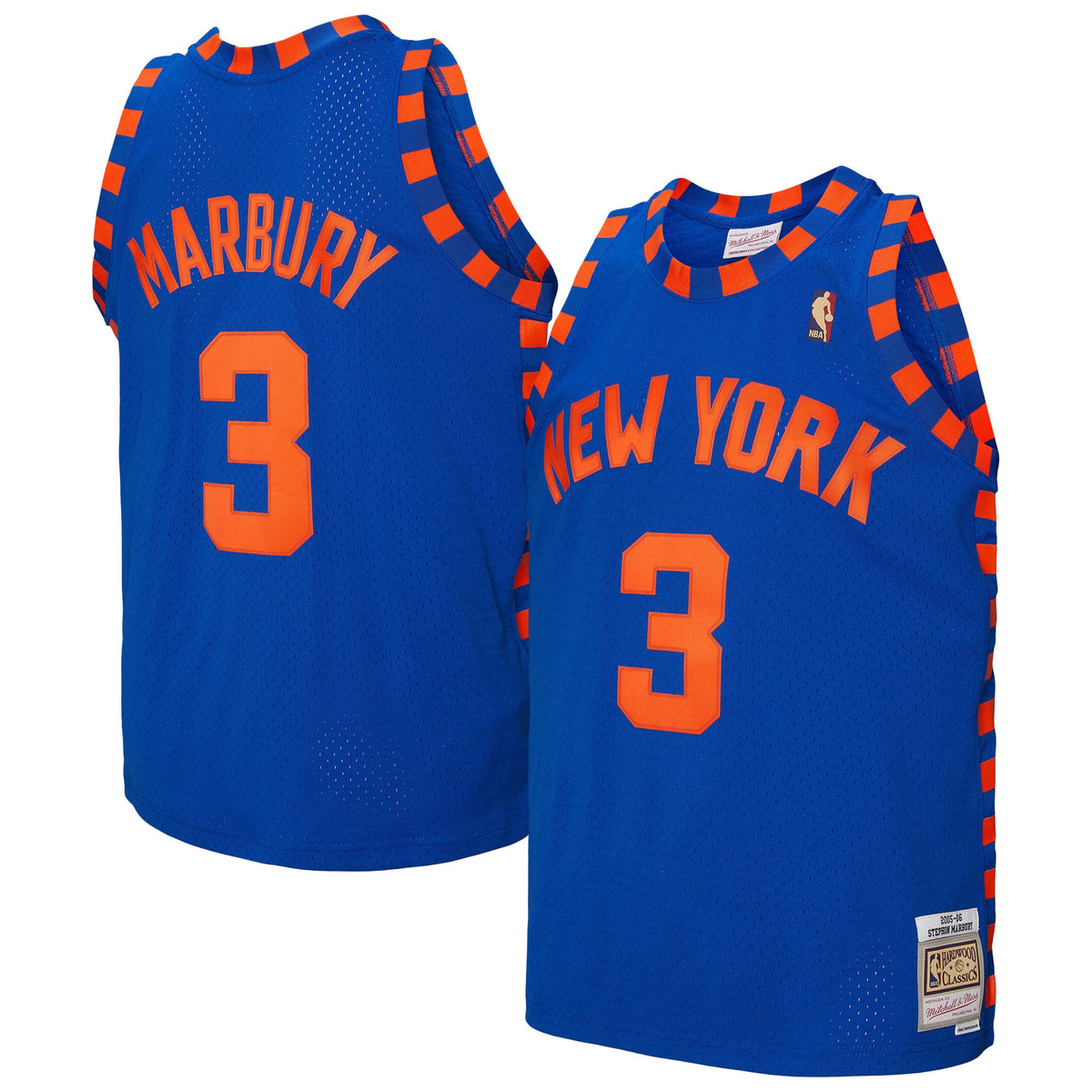 New York Knicks Stephon Marbury Mitchell & Ness Blue 2005/06 Hardwood Classics Swingman Jersey for Men product image 2,