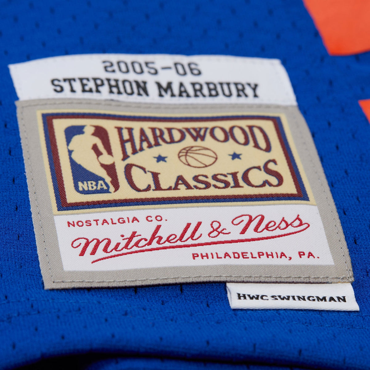 New York Knicks Stephon Marbury Mitchell & Ness Blue 2005/06 Hardwood Classics Swingman Jersey for Men product image 7,