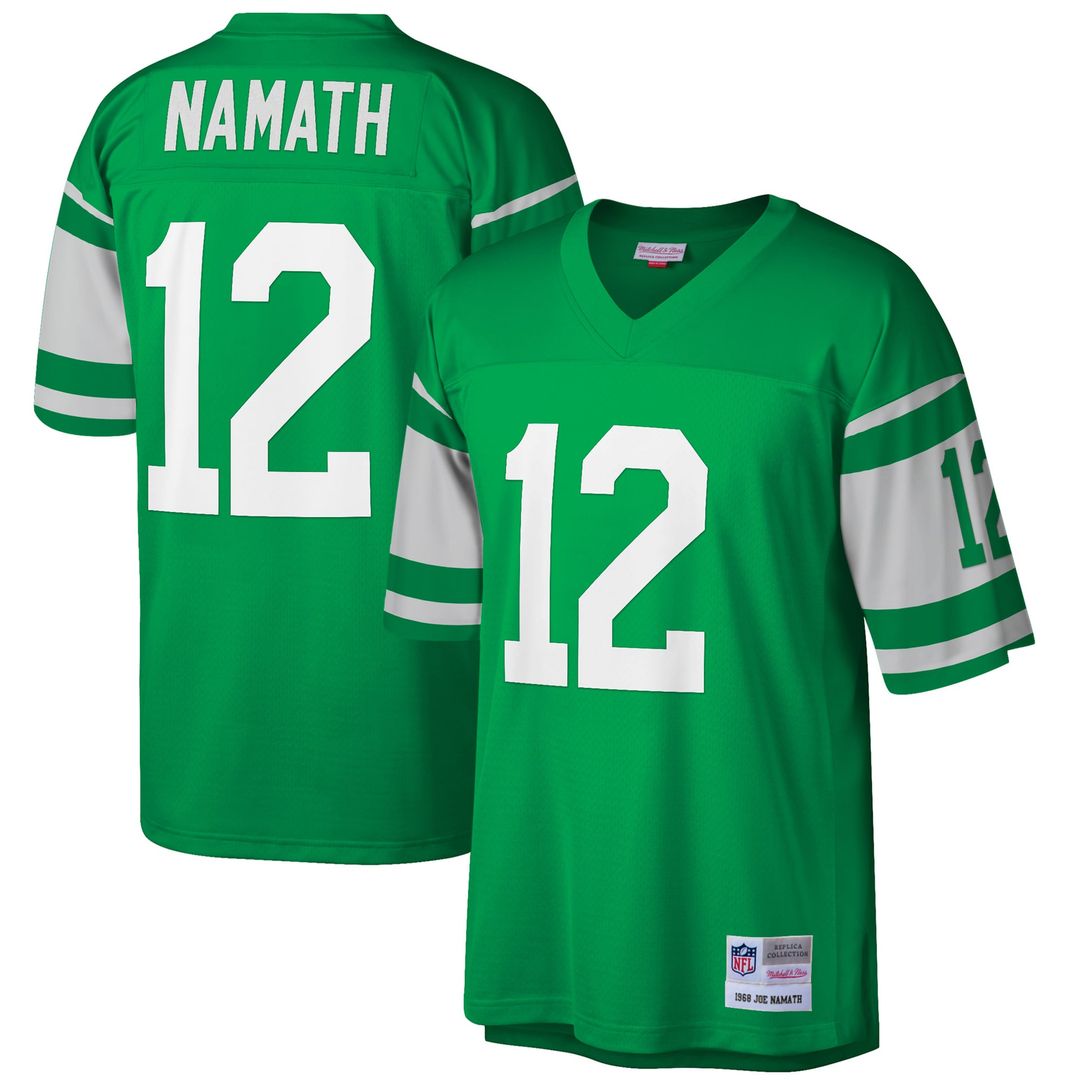 New York Jets Joe Namath Green Big & Tall 1968 Retired Player Replica Jersey product image 1, provided for visual reference