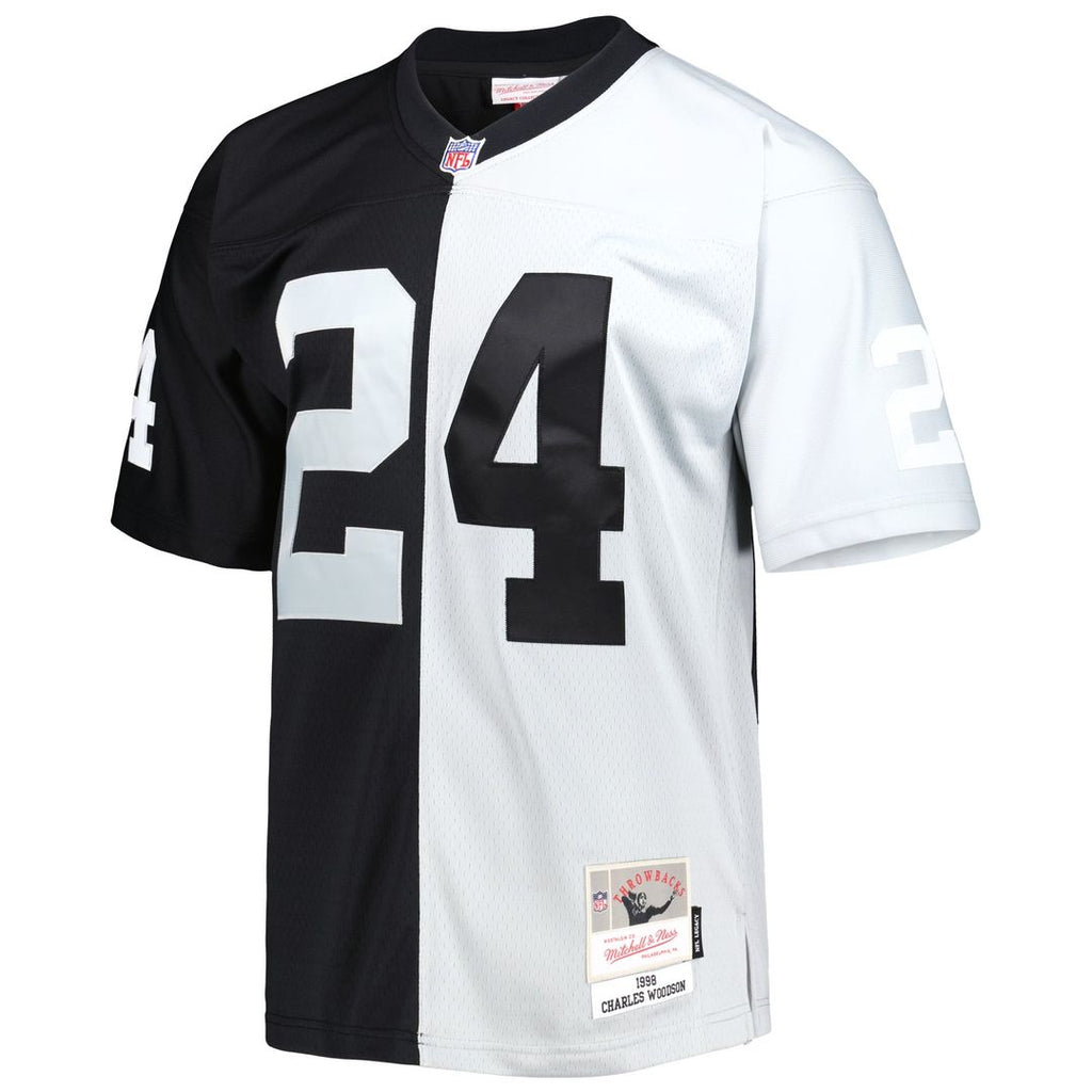 Las Vegas Raiders Charles Woodson Black/Silver 1998 Split Legacy Replica Jersey product image 2, provided for visual