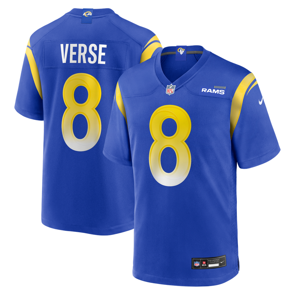 Los Angeles Rams Jared Verse Royal Player Game Jersey product image 1, provided for visual reference and product detail