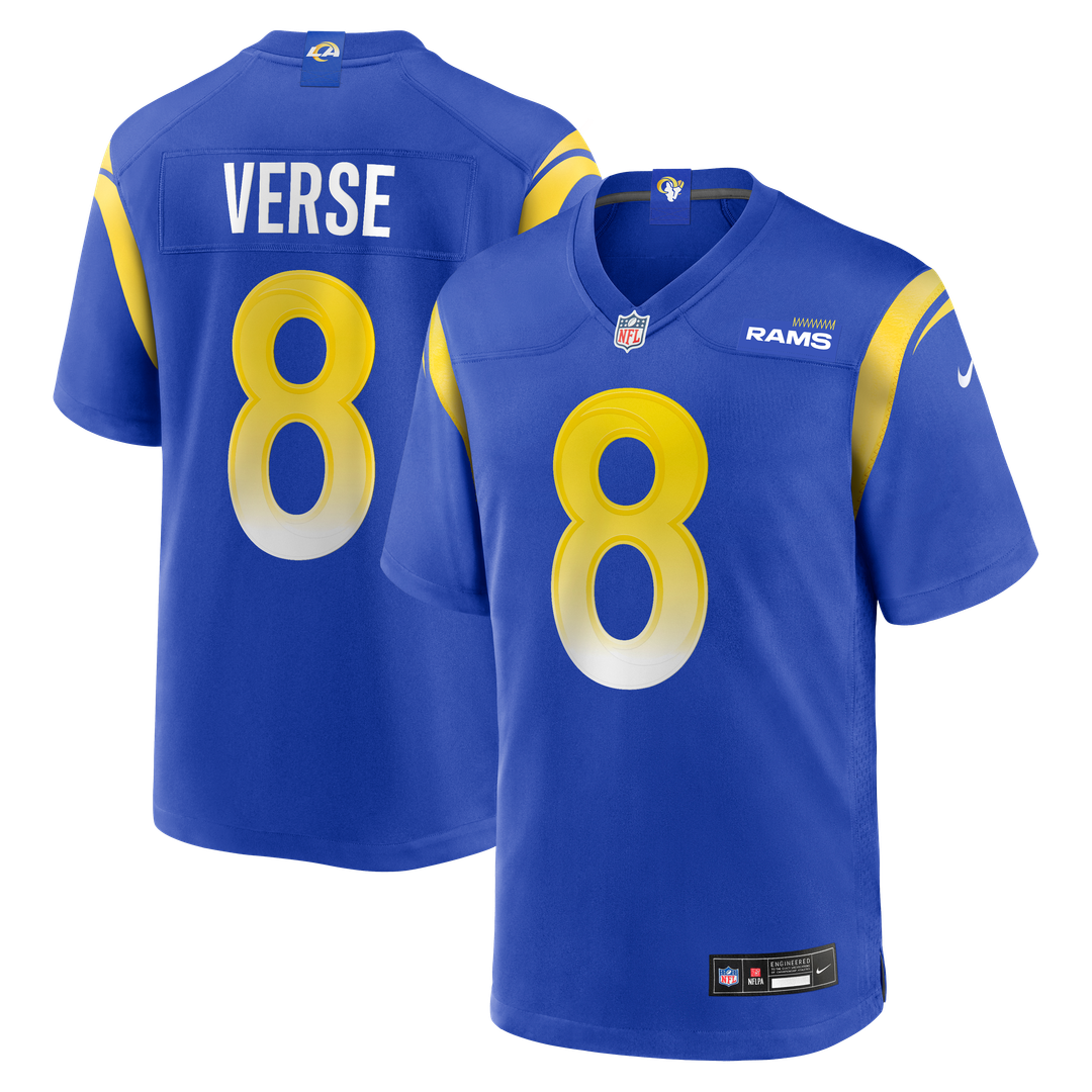 Los Angeles Rams Jared Verse Royal Player Game Jersey product image 1, provided for visual reference and product detail