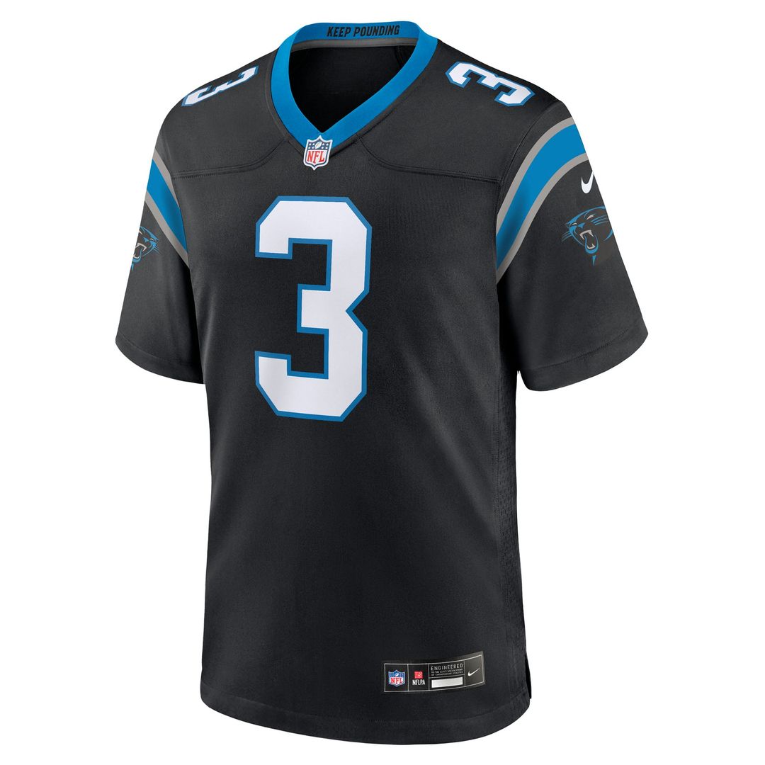 Carolina Panthers Princely Umanmielen Black Team Game Jersey product image 2, provided for visual reference and product
