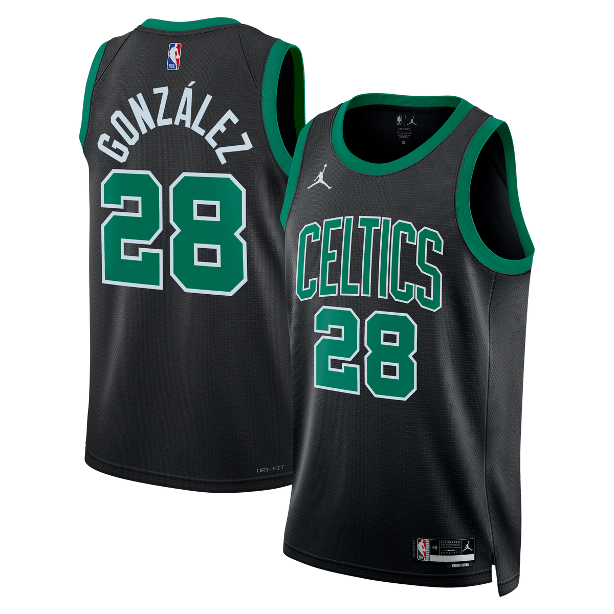 Boston Celtics Brand Statement Edition Swingman Basketball Jersey - Black - Hugo González - Unisex product image 1, provided