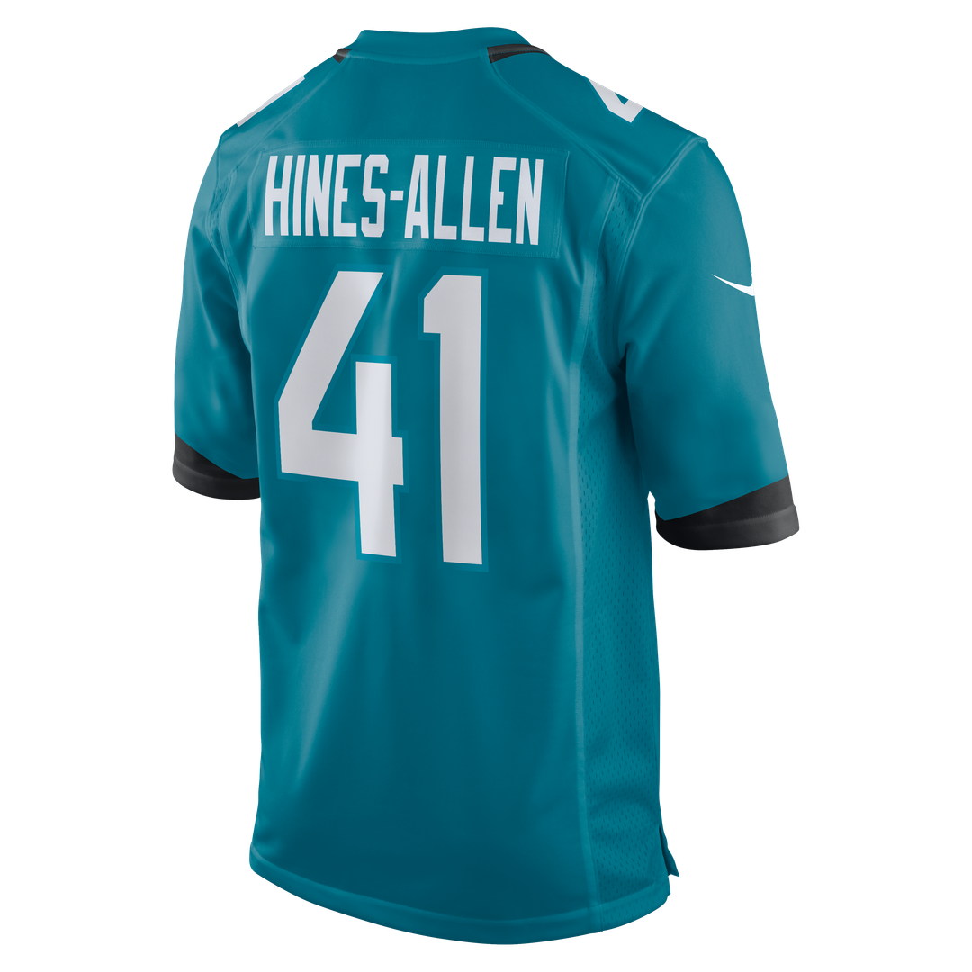 Jacksonville Jaguars Josh Hines-Allen Teal Player Game Jersey product image 3, provided for visual reference and product