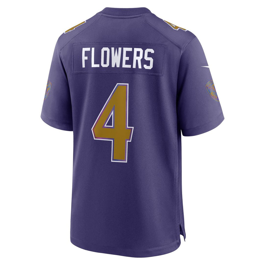 Baltimore Ravens Zay Flowers Purple Alternate Game Jersey product image 6, provided for visual reference and product detail