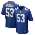 New York Giants Darius Muasau Royal Team Game Jersey product image 1, provided for visual reference and product detail review