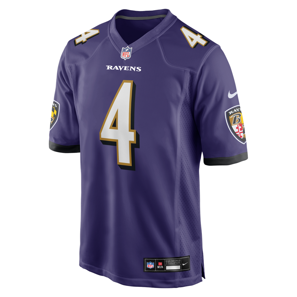 Baltimore Ravens Zay Flowers Purple Game Jersey product image 2, provided for visual reference and product detail review