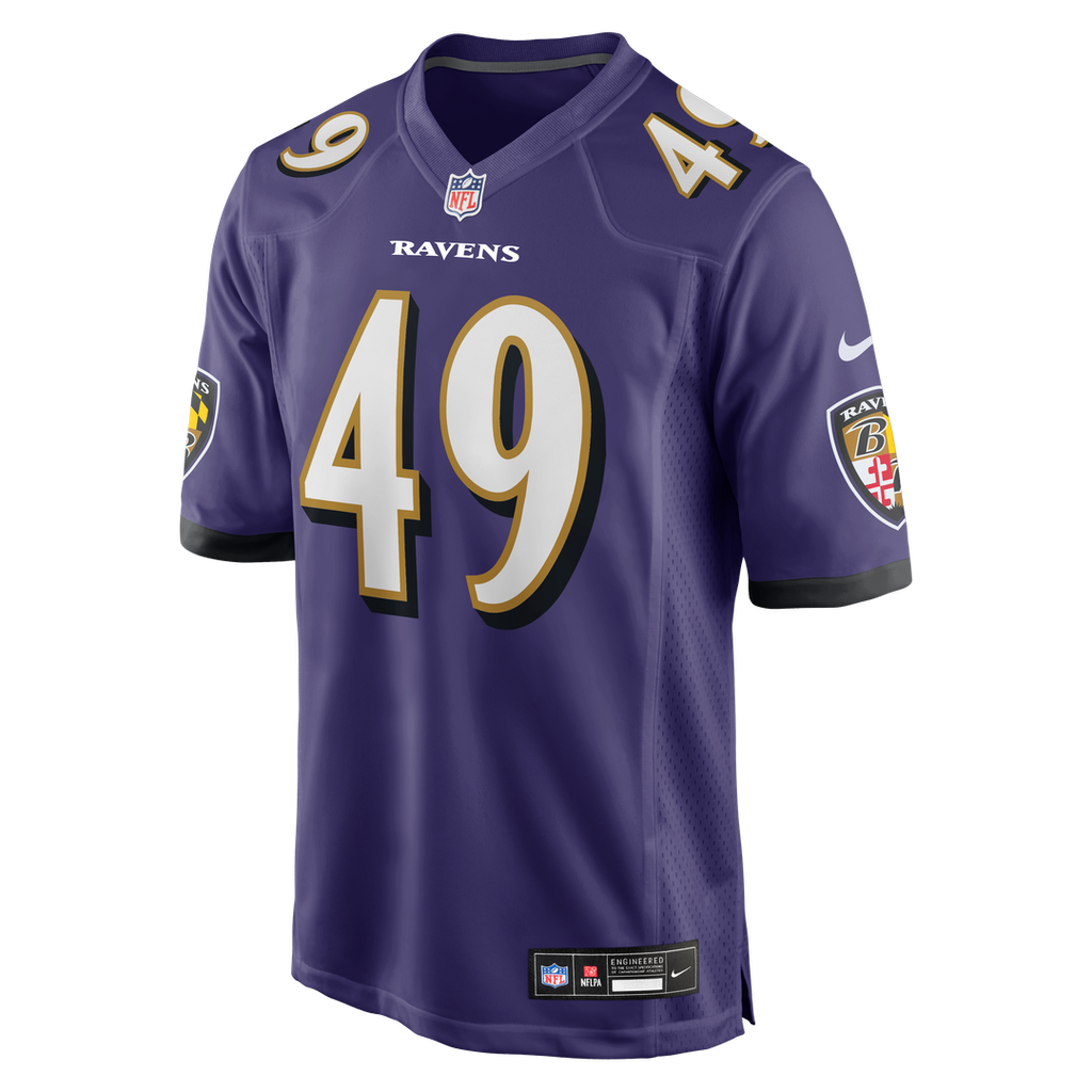 Baltimore Ravens Jay Higgins IV Purple Team Game Jersey product image 2, provided for visual reference and product detail