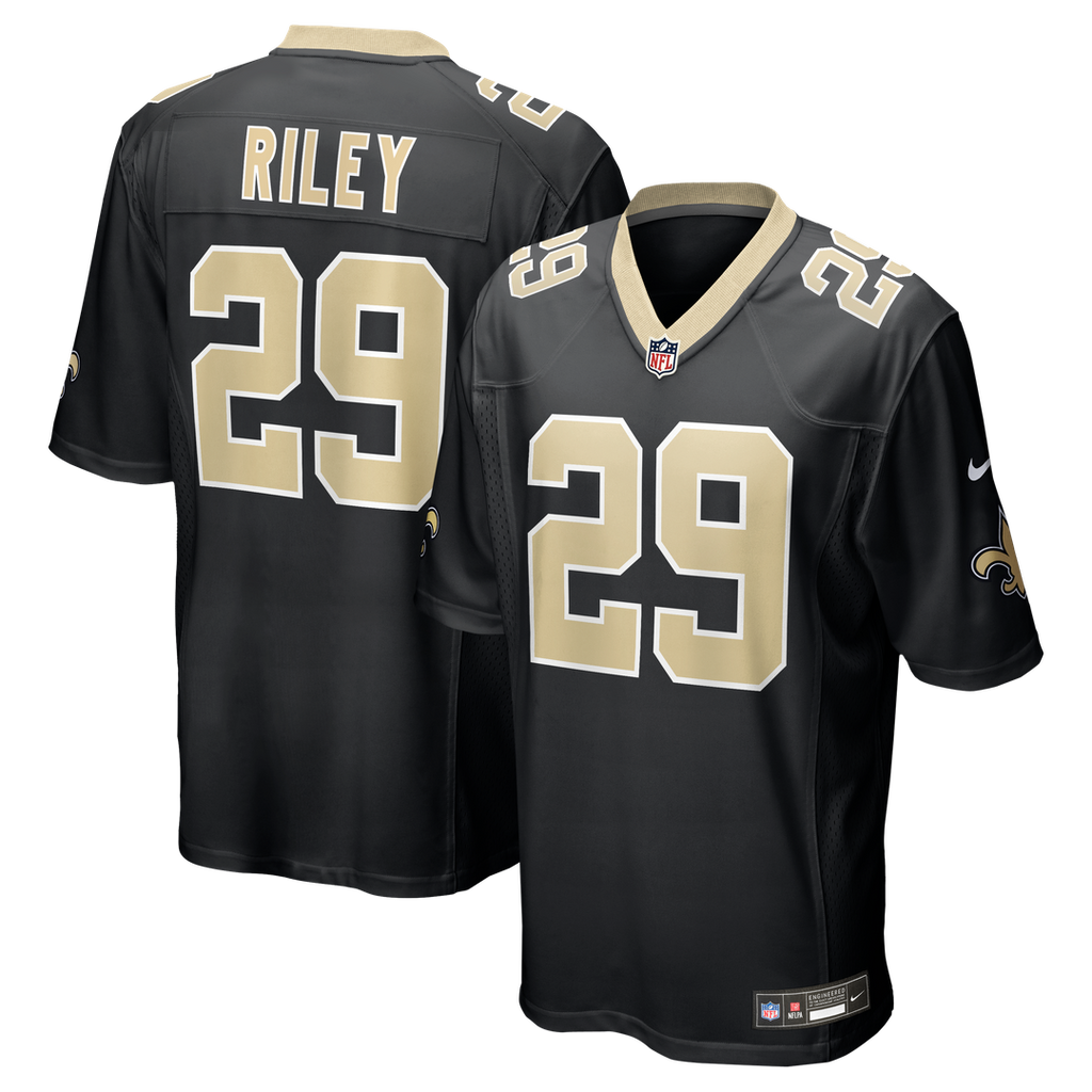 New Orleans Saints Quincy Riley Black Team Game Jersey product image 1, provided for visual reference and product detail