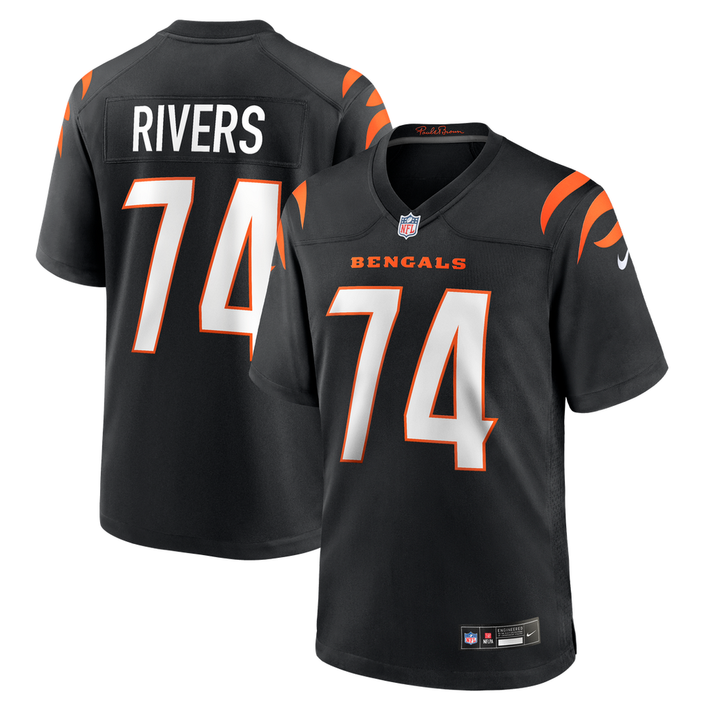 Cincinnati Bengals Jalen Rivers Black Team Game Jersey product image 1, provided for visual reference and product detail