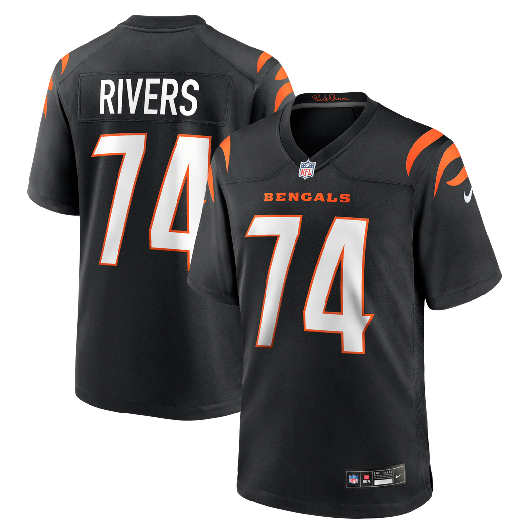 Cincinnati Bengals Jalen Rivers Black Team Game Jersey product image 1, provided for visual reference and product detail