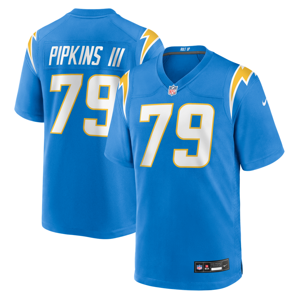 Los Angeles Chargers Trey Pipkins III Powder Blue Game Jersey product image 1, provided for visual reference and product