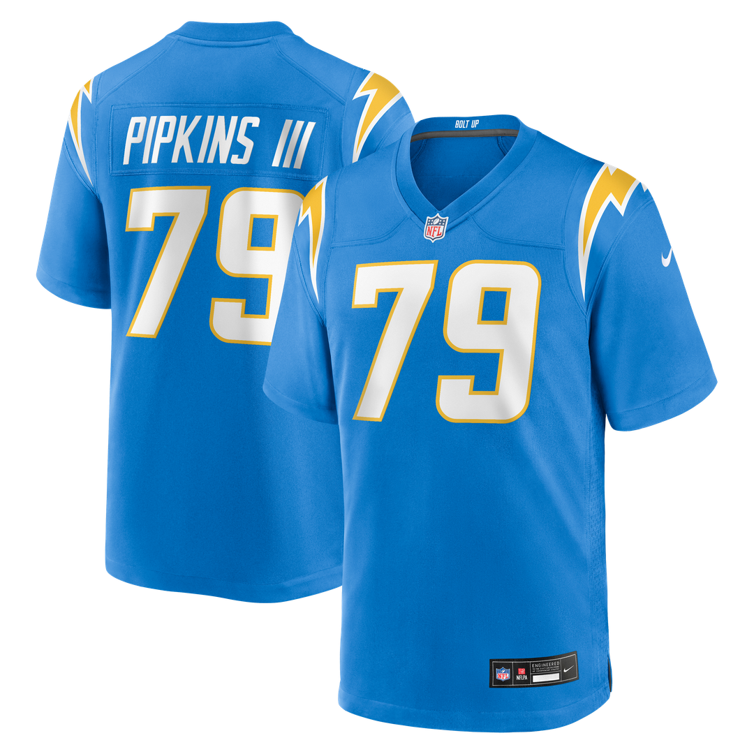 Los Angeles Chargers Trey Pipkins III Powder Blue Game Jersey product image 1, provided for visual reference and product